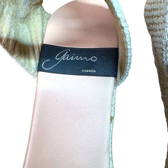 GAIMO 100% Suede Leather Upper Low 2” Wedge Espadrilles Gold Leather Strap Sz 8 - Picture 5 of 11